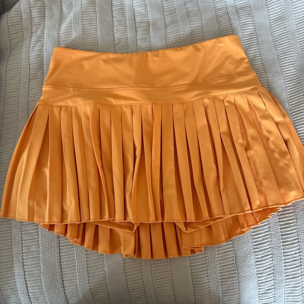 Gold hinge orange Pleated Women's Skirt